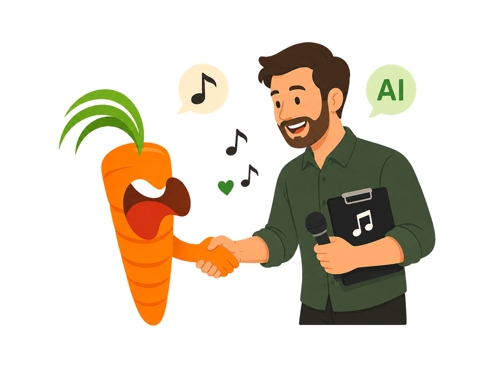 AI vocal coach and human singing teacher working together